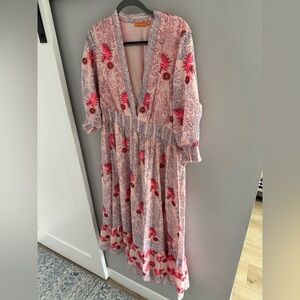 Oliphant Pink and Purple Floral Maxi Dress, XL